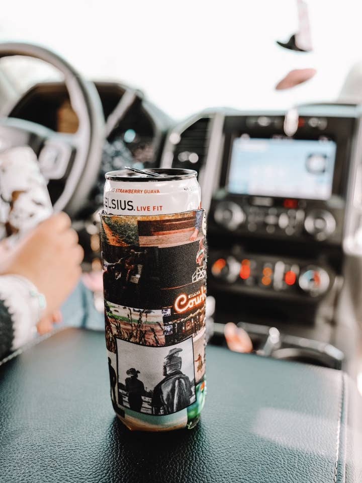 Cowboy Collage Tall Coozie 2-Pack for wholesale by The Front Porch Label