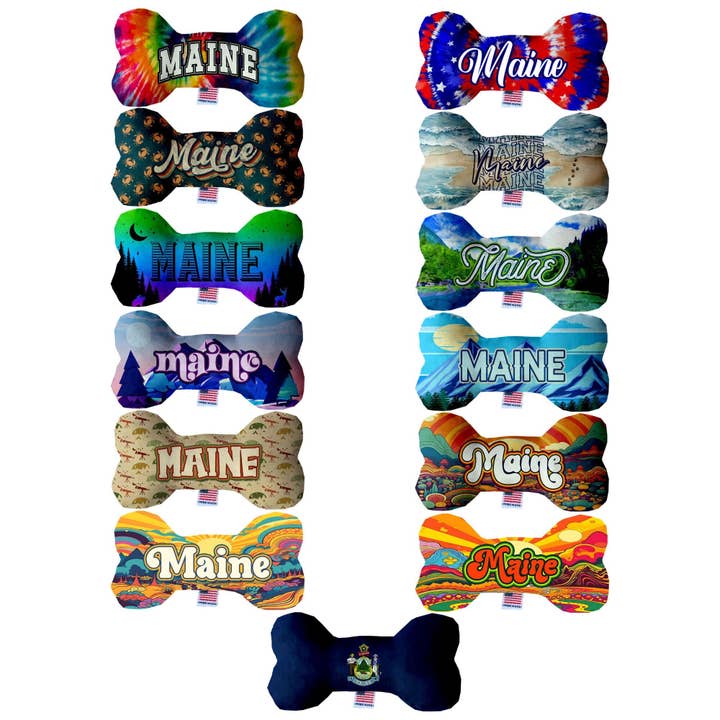 Pet & Dog Plush Bone Toys, "Maine State Options" for wholesale by American Leashworks
