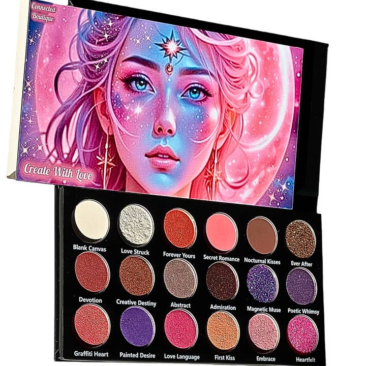 Connected Boutique - Wholesale Eyeshadow Palette - Create With Love 18‑Shade Eyeshadow Palette – Mattes, Shimmers & Glitters5