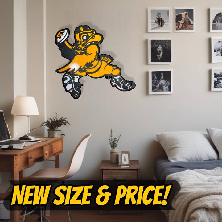 Iowa Hawkeyes Vintage Football Herky Dorm Room Size for wholesale by Premier Metal Art