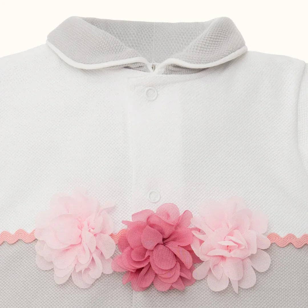 Pim-Pam-Pum - Wholesale Jumpsuit - Baby - Footless Babygrow White/Grey Garden1