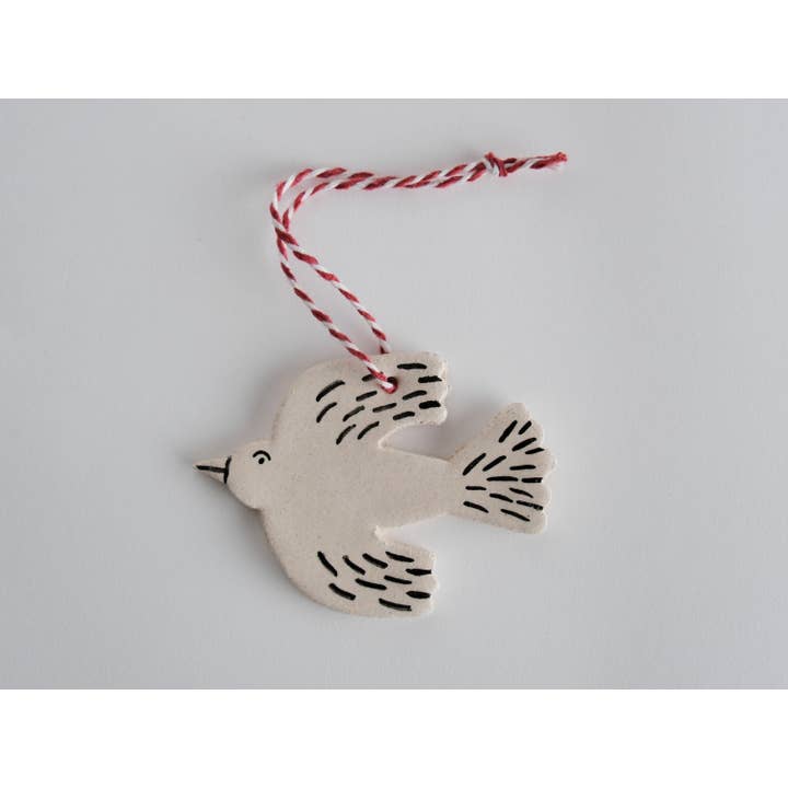 Matilde Horta - Wholesale Ornament - Bird Lines - Handmade Ceramic Hanging Ornament - 6x8cm4
