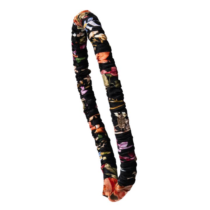 Midnight Blooms Comfort Curve Silk Headband for wholesale by Curlfriend Collective