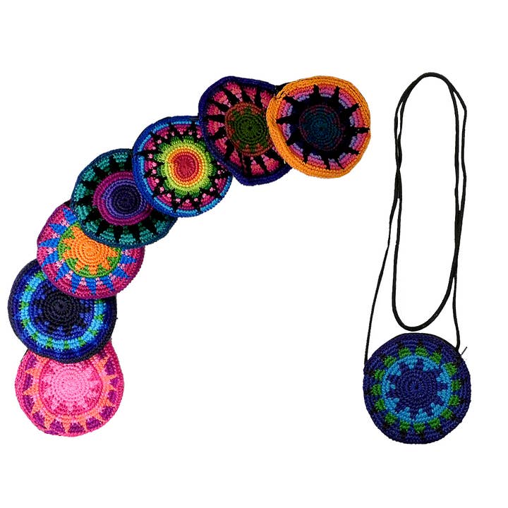 Pichincha - Wholesale Crossbody Bag - Women's - Mini Round Geometric Crochet Disk Pouch Crossbody Bag