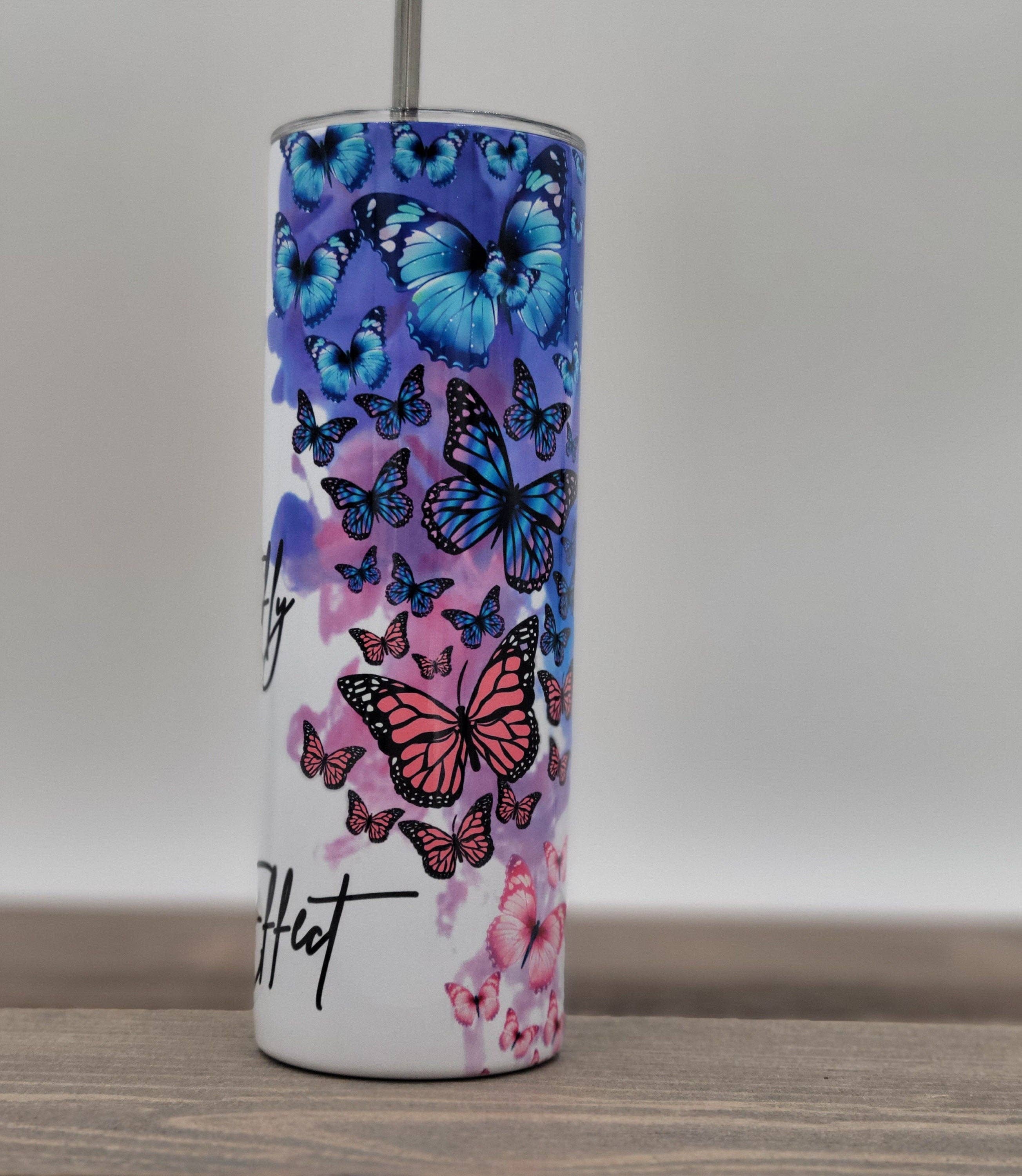 LGH Designs - Wholesale Insulated Mug/Tumbler - Butterfly Cup, Custom Butterfly Tumbler, 20oz Tumbler, Reusable Cup, Butterflies, Personalized Cup, Custom Saying Butterfly Cup1