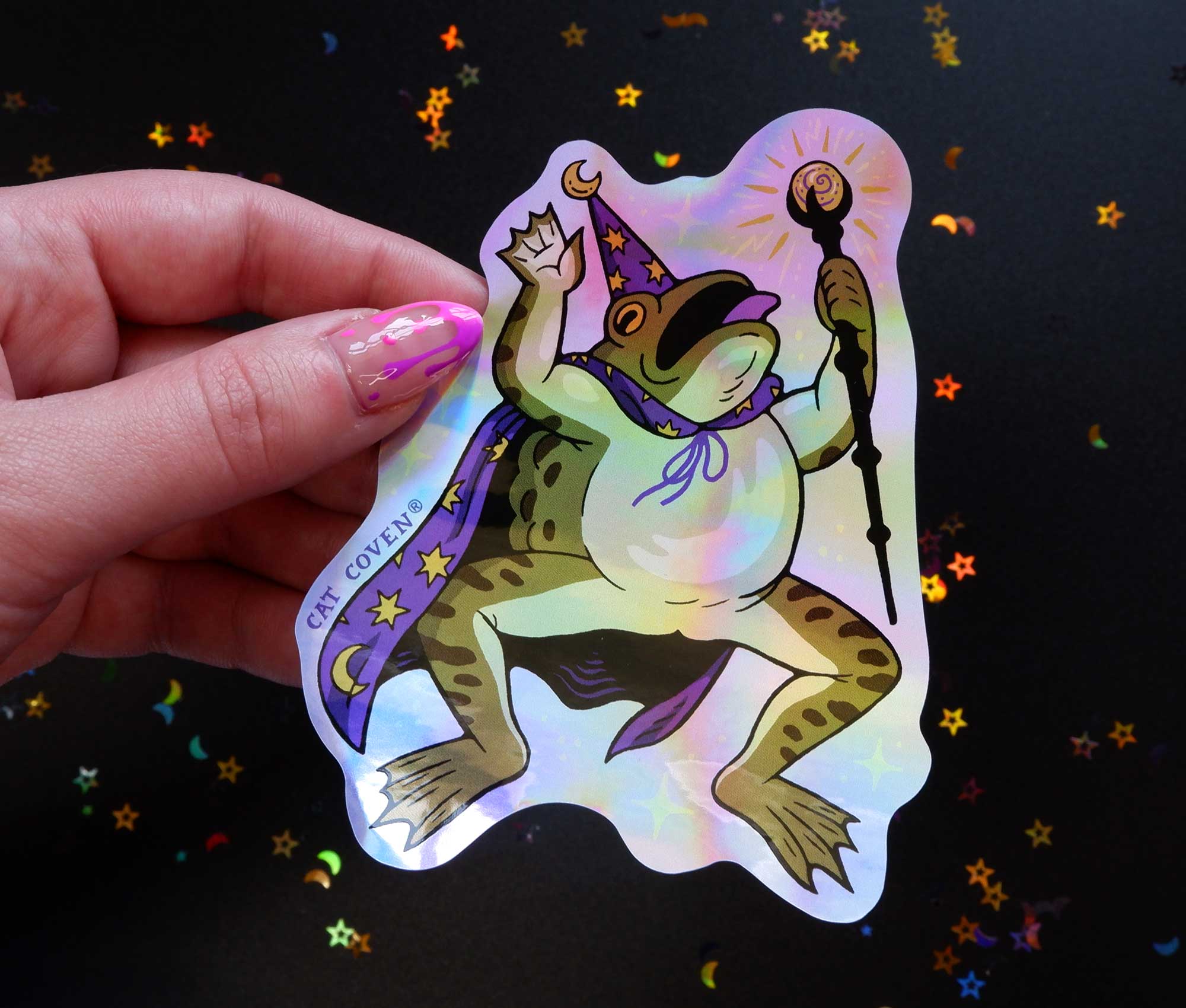 Cat Coven - Wholesale Sticker - Toad Wizard - Holographic Sticker3