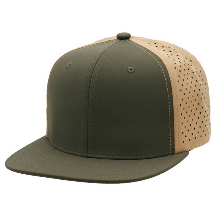Cap Zone - Wholesale Flat Brim Cap - Men's - Two Tone Six Panel Flat Bill Perforated Snapback22