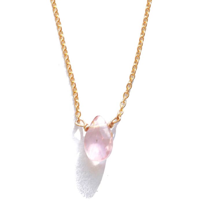 Collana con piccole pietre preziose in quarzo rosa per la vendita all'ingrosso da parte di Julia Szendrei Jewelry