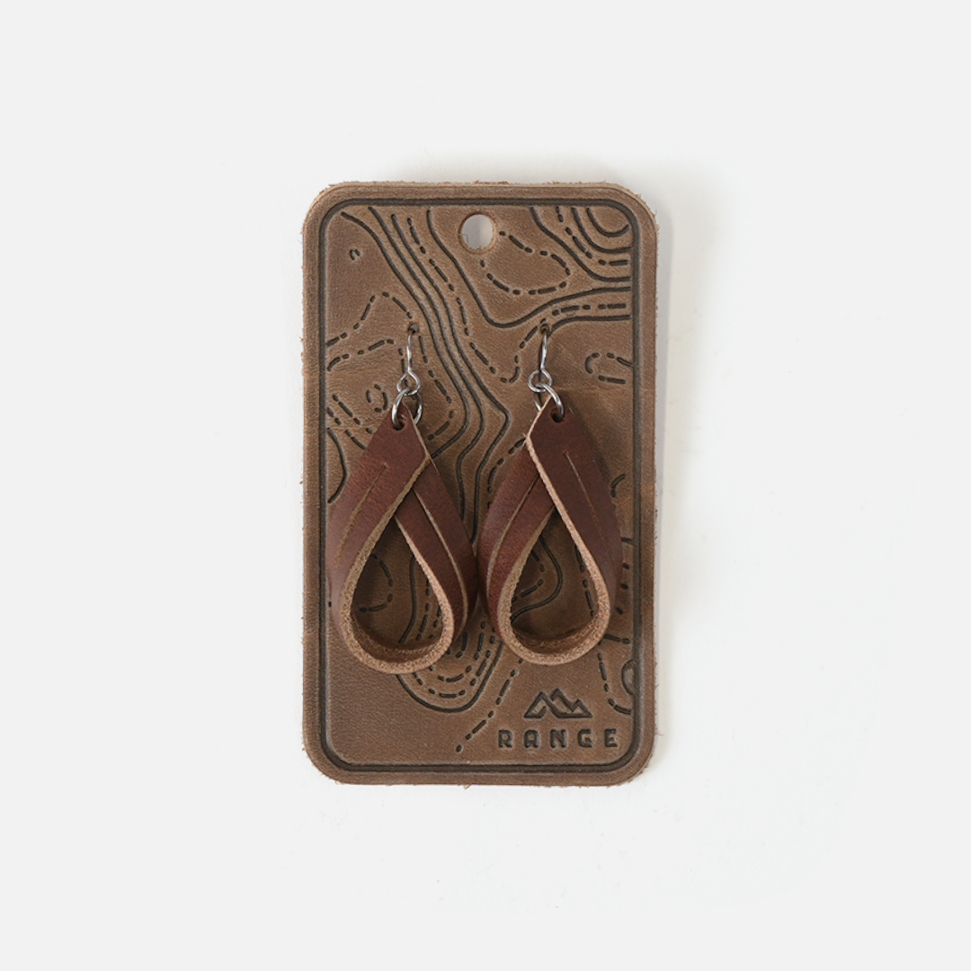 Range Leather Co. - Vente Boucles d'oreilles pendantes - Créoles doubles en cuir pleine fleur fabriquées à la main15