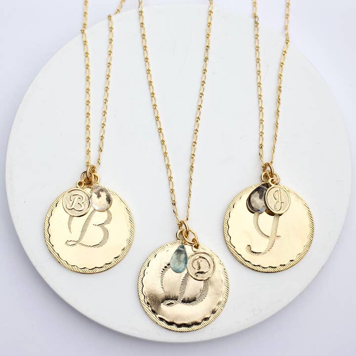 Monogram Coin Necklace 36" for wholesale by a.v. max
