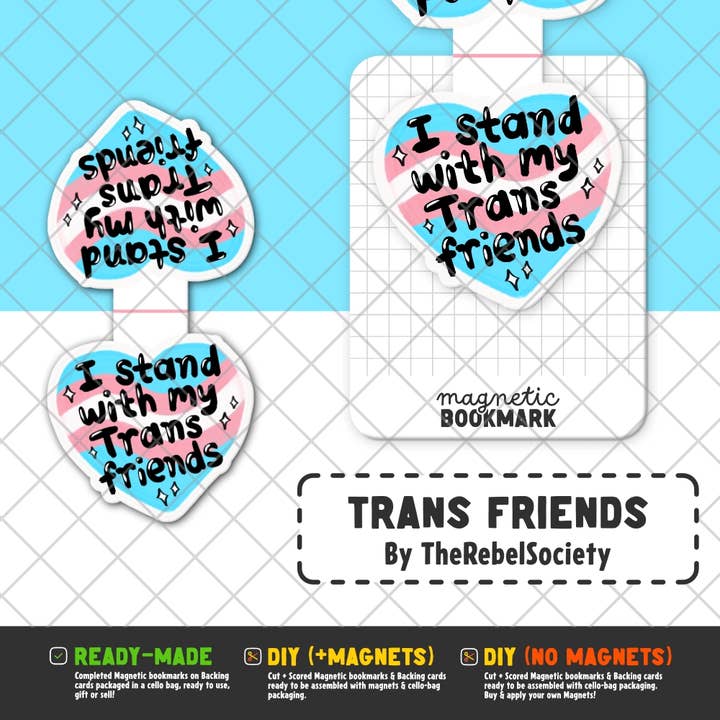 Stickiply - Wholesale Bookmark - Trans Friends | Magnetic Bookmark1