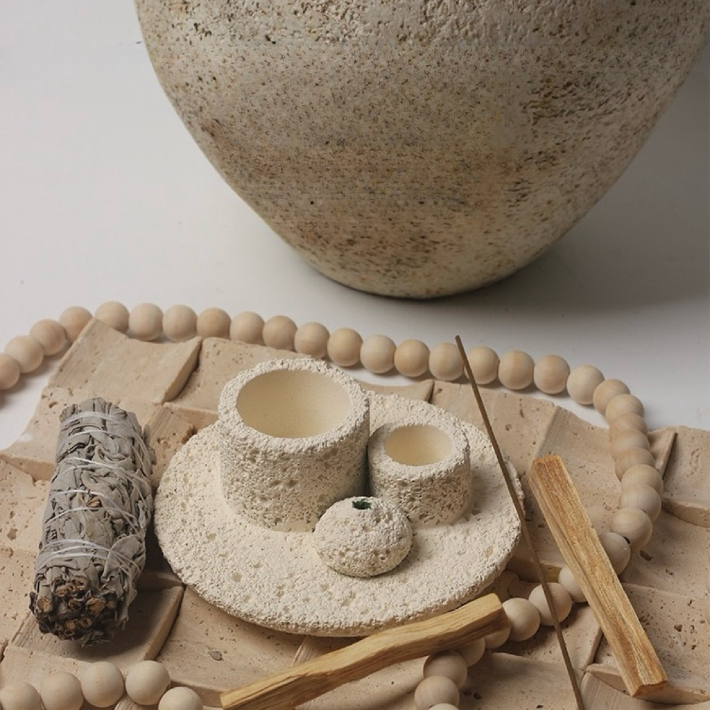 INSPECIAL HOME - Vendita all'ingrosso Portacandele - Porta candela nordico 4 in 1 con bruciatore per salvia, incenso e palo santo2