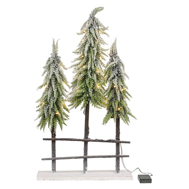 3 árboles flocados con luz LED de 28» para venta al por mayor de Bright Ideas