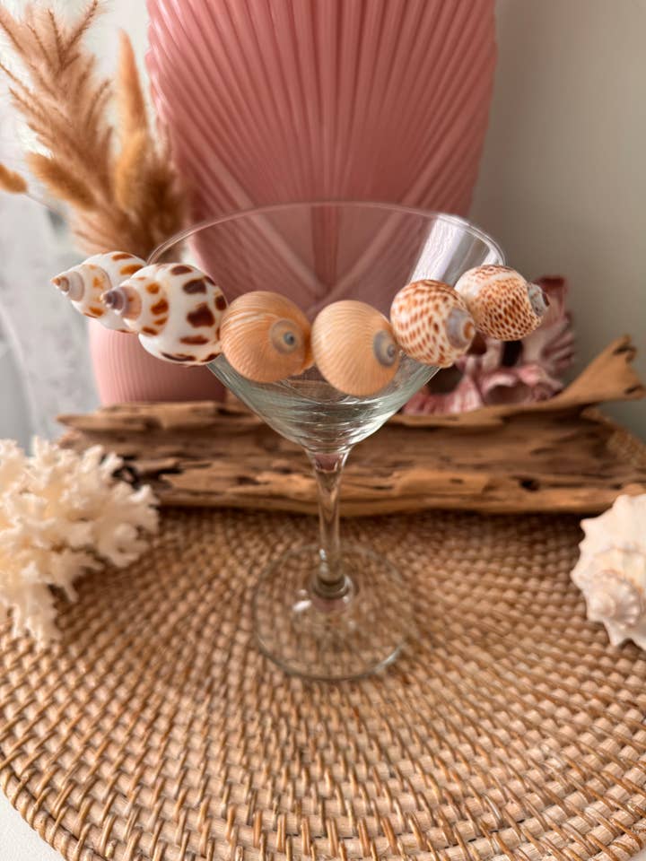 Natural Shell Cocktail Garnish Picks | Set of 6 for wholesale by Salty Sea Company