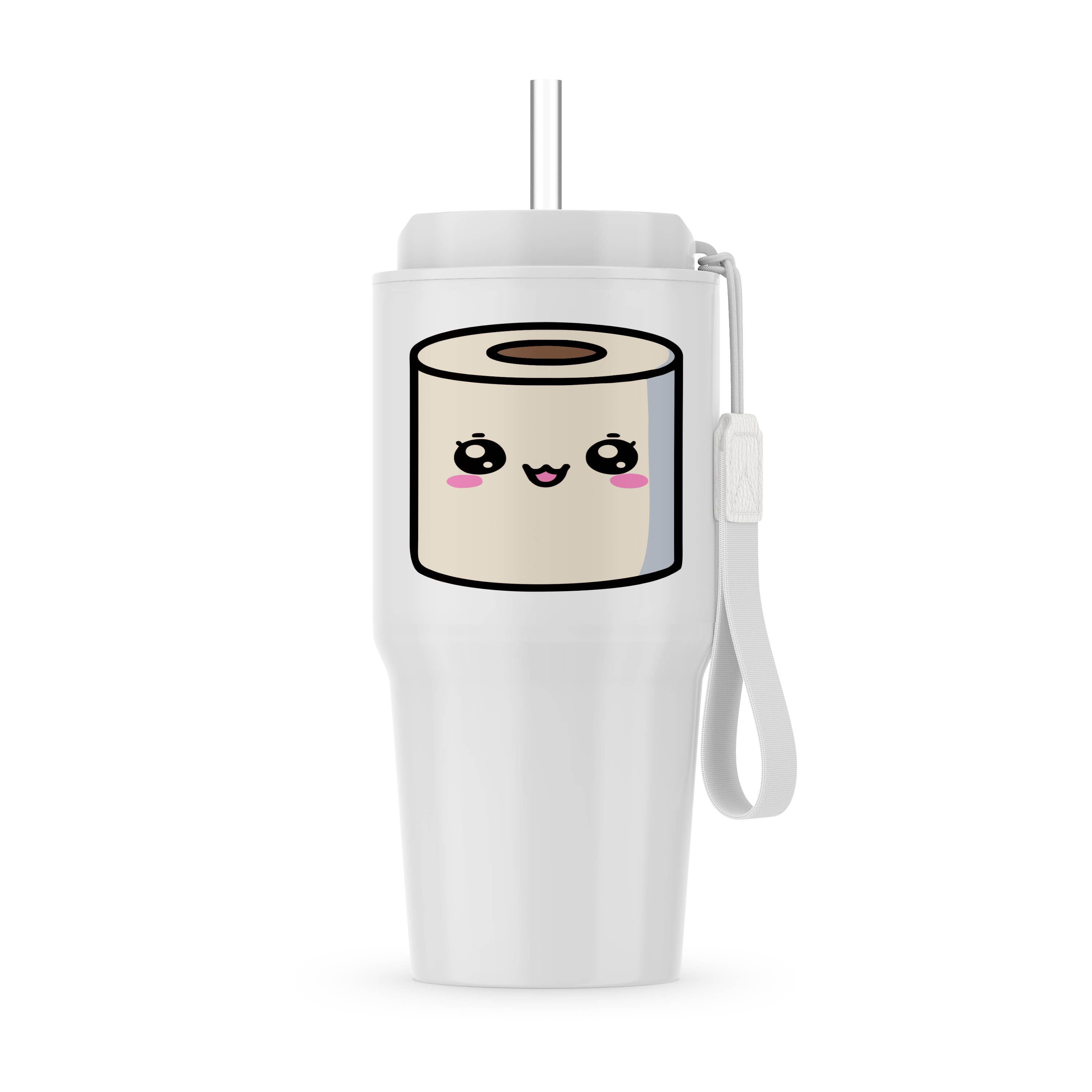 3dRose - Wholesale Insulated Mug/Tumbler - 3dRose, Cute Kawaii Illustration Of A Roll Of Toilet Paper, Tumbler0