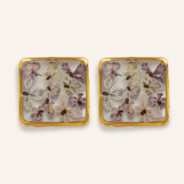 Teeny Weeny Square Lilac Küpe for wholesale by fioreldesign