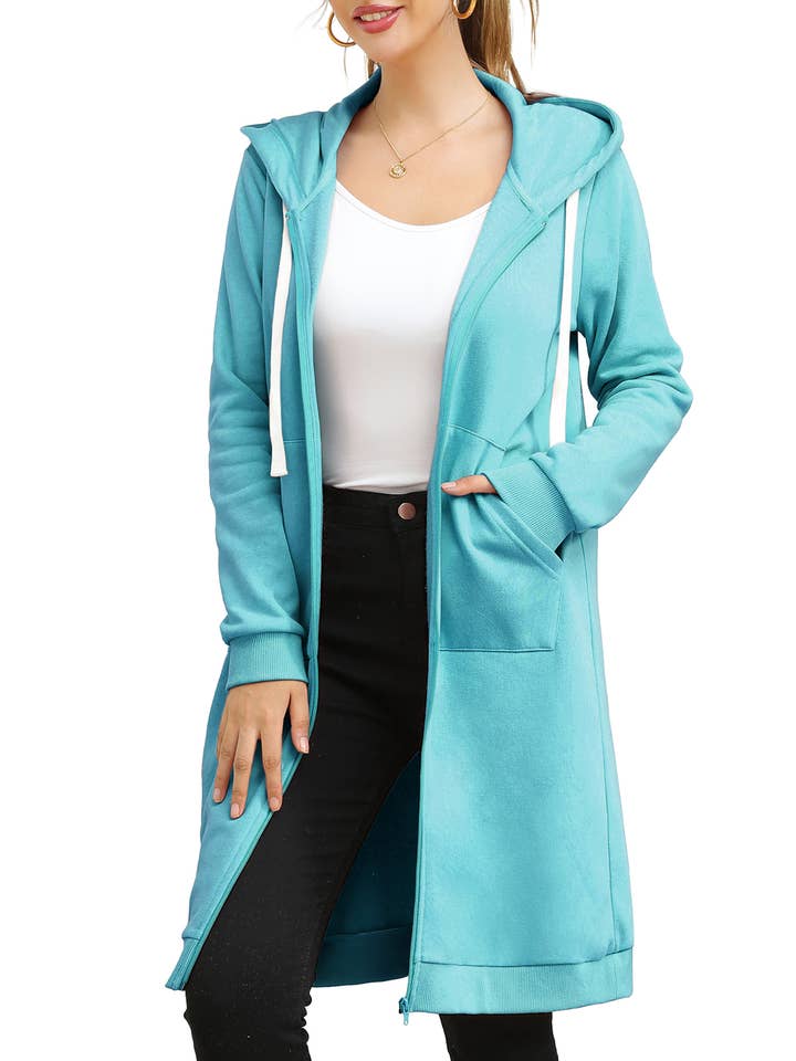 NINEXIS - Vente Sweat à capuche – femme - CWOHOL448_Veste longue légère à capuche zippée0