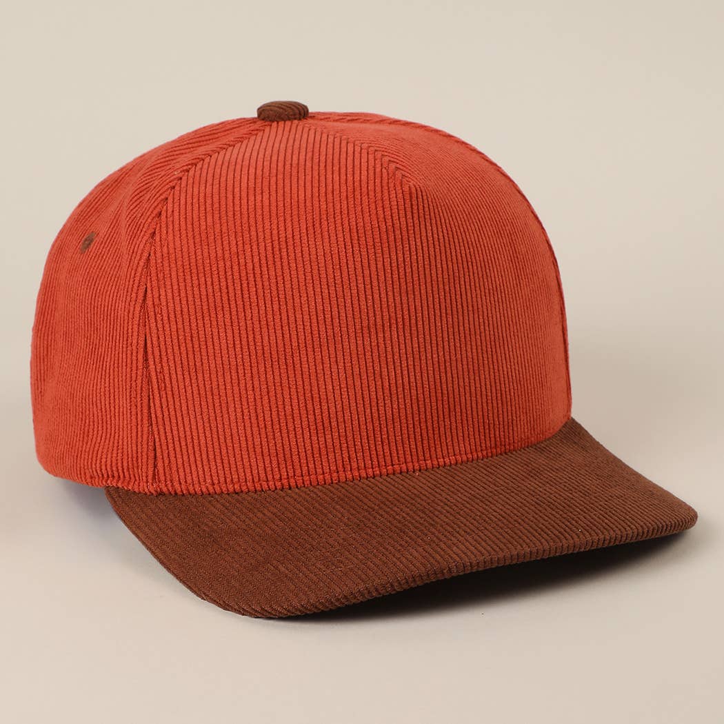 Fashion City - Wholesale Baseball Cap - Unisex - Plain Two Tone Corduroy 5 Panel Trucker Hat25