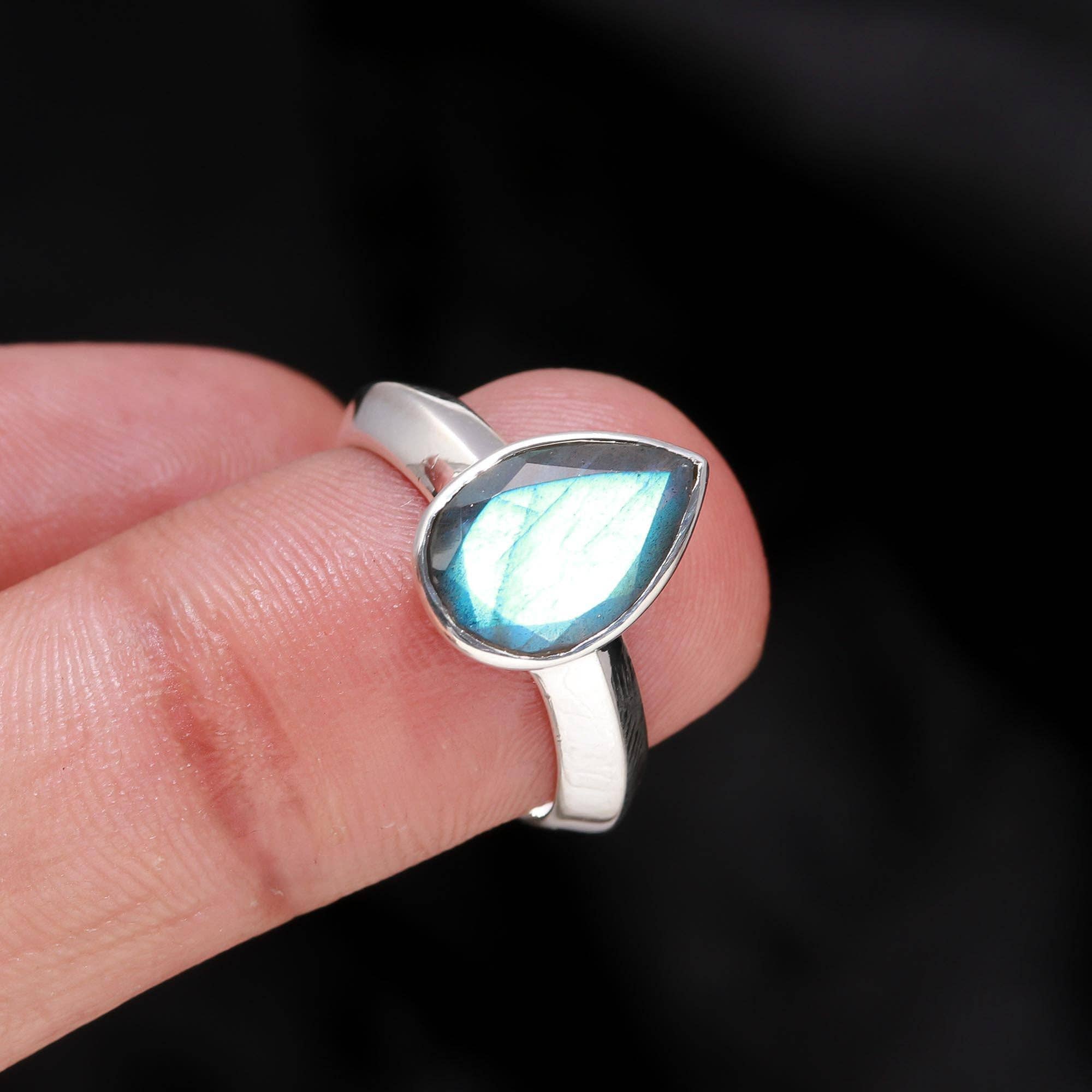 AG 925 JEWELLERY - Wholesale Single Stone/Solitaire Ring - 925 Silver Labradorite Solitaire Ring1