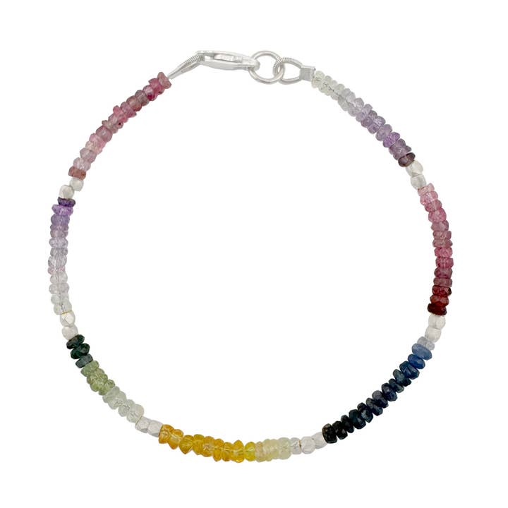 Multi Sapphire Beads Bracelet Silver or Vermeil for wholesale by Philippa Roberts
