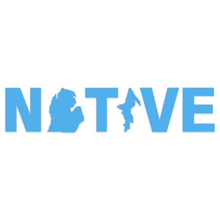 Michigan Native Decal (Light Blue) for wholesale by Great Lakes Proud