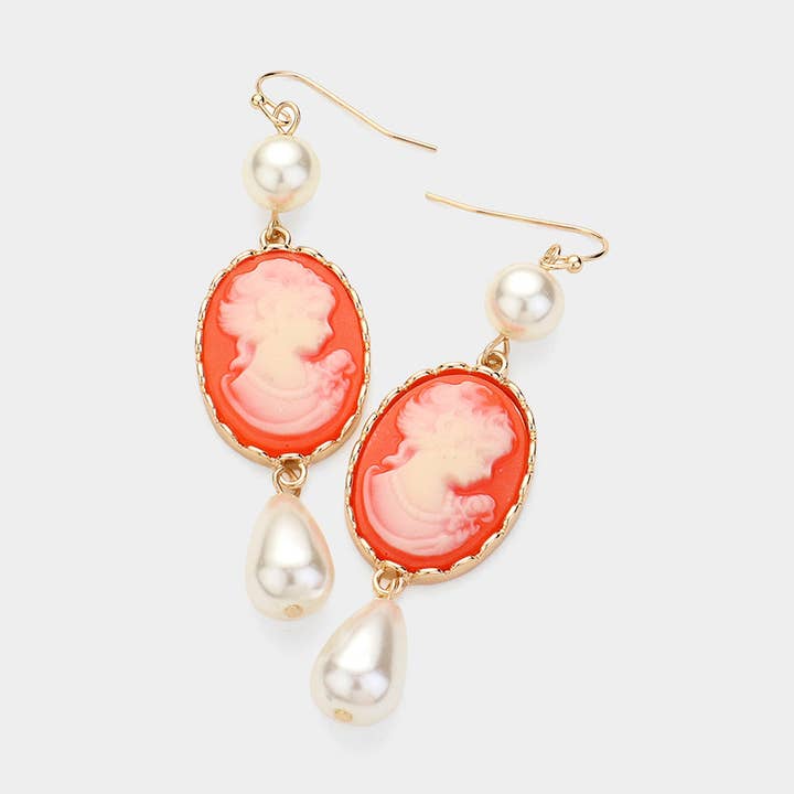 Sensibling Corp. - Wholesale Dangle Earrings - Pearl Pointed Cameo Dangle Earrings4