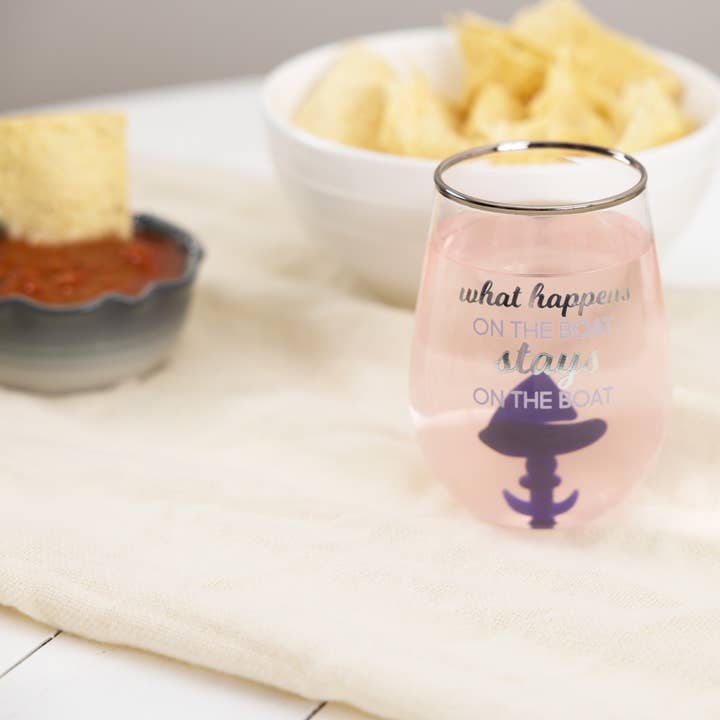 Pavilion - Wholesale Wine Glass - On The Boat - Sailboat - 19 oz. Stemless Wine Glass1
