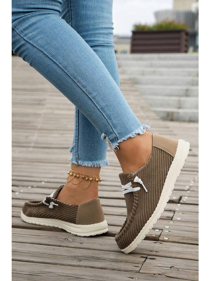 Little Daisy Closet - Wholesale Slip On Sneakers - Women's - LDC Solid Ribbed Criss Cross Slip On Casual Shoes
