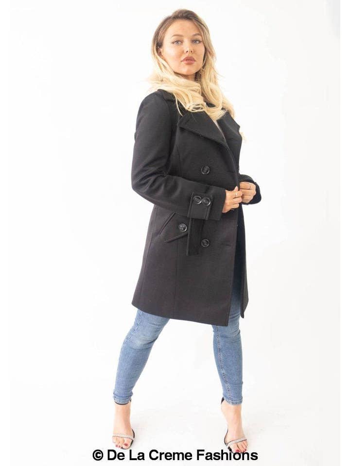 De La Creme Fashions - Wholesale Coat - Women's - Alice Mid Length Belted Mac Coat5