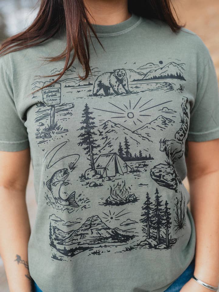 National Forest Unisex Tee - Moss for wholesale on Faire
