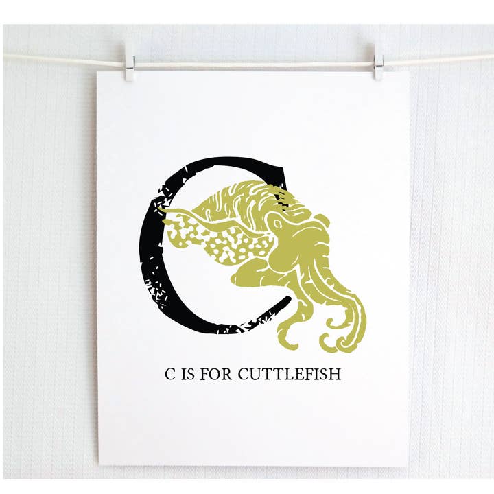 Jamie Palmer Keating - Wholesale Art print - C is for Cuttlefish Illustrated Print8