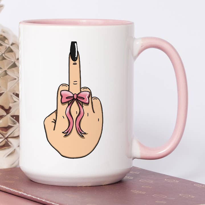 Middle Finger With Bow Coffee Mug for wholesale by Blush and Bold Collective