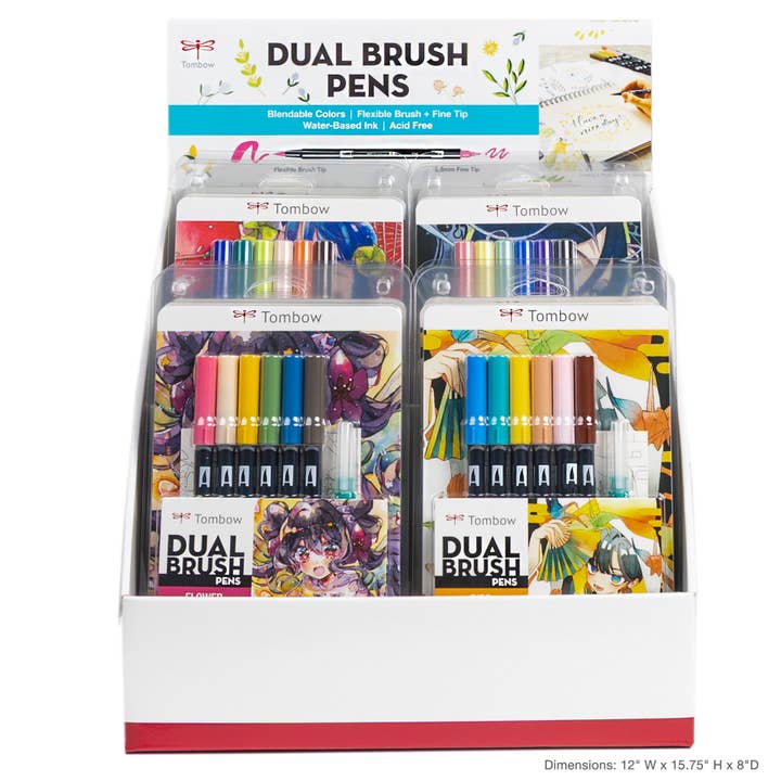 Dual Brush Pen Tabletop Display, Manga Illustration Sets for wholesale by Tombow