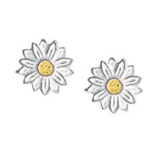 Ear studs flower white 925 silver e-coated for wholesale by Janusch