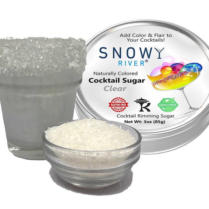 Snowy River Clear Cocktail Rimming Sugar (1x3oz Gift Tin) for wholesale by Ultimate Baker
