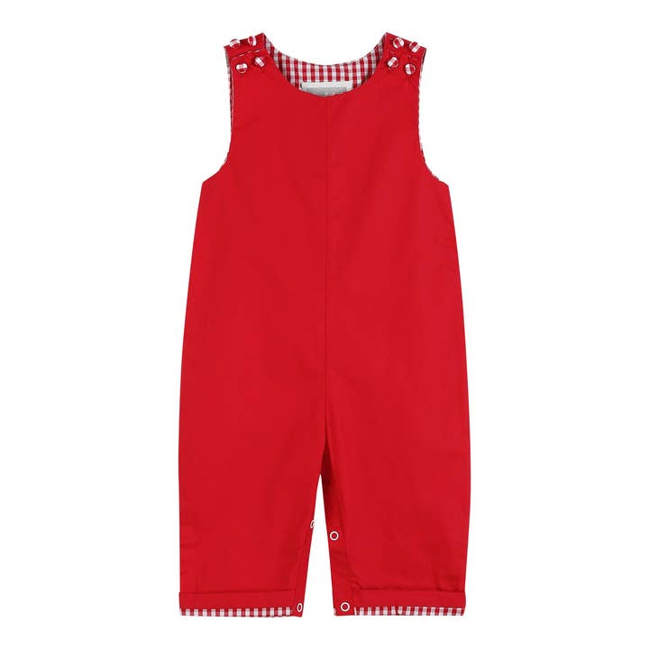 Lil Cactus - Wholesale Overalls - Kids - Red Gingham Trim Overalls0