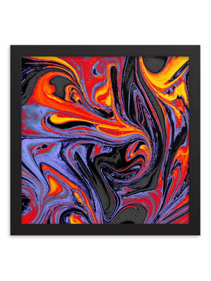 "Fyeee" 12x12" Orange & Purple Inch Abstract Marble Print for wholesale by Finessed Media LLC