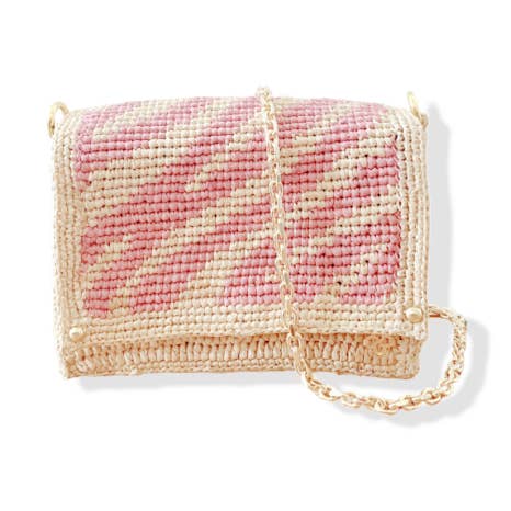 Sanabay – Großhandel Messenger Bag – Damen – Mini Nina Wild Rose Raffia-Tasche mit Kettenriemen0