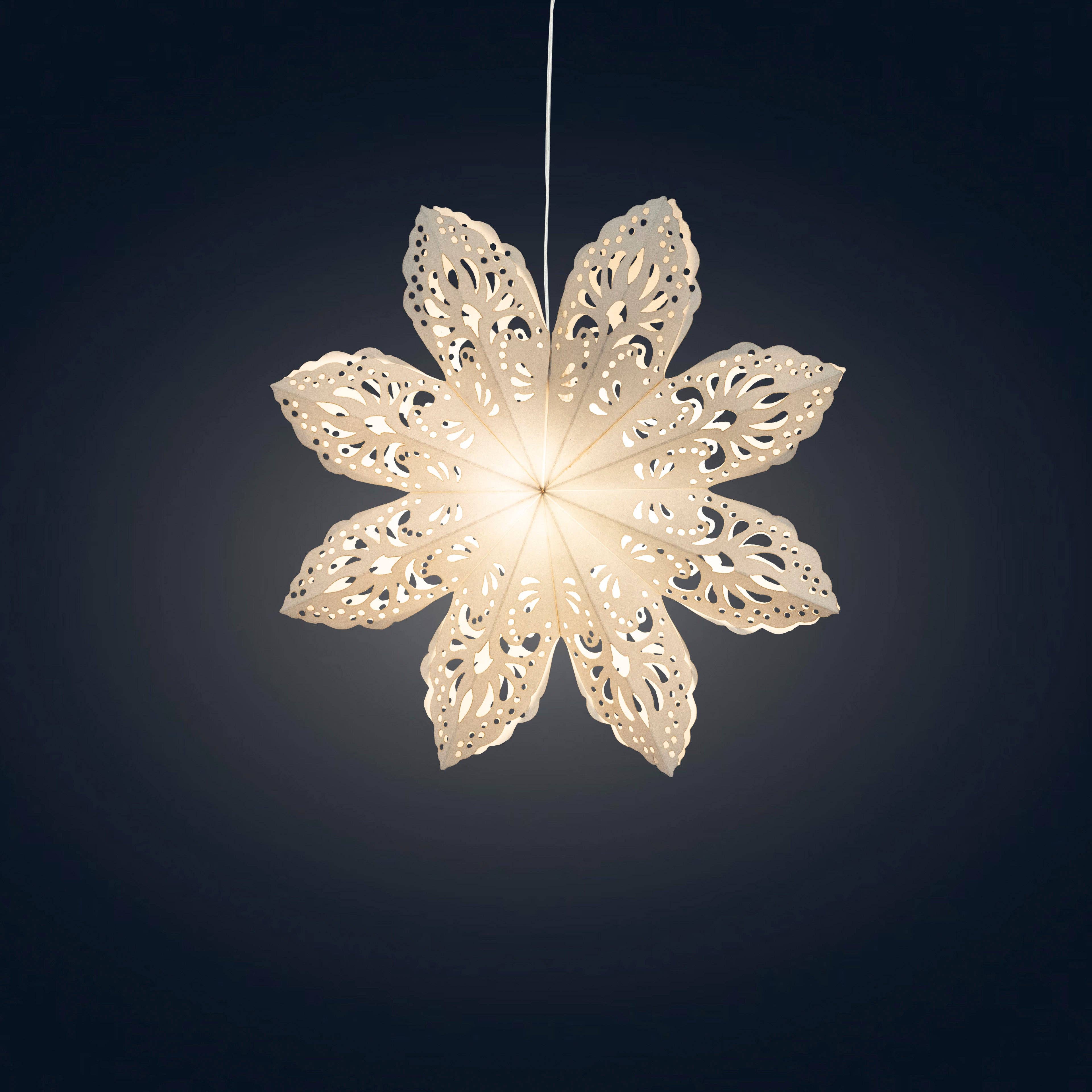 Artschatz LLC - Wholesale Ornament - Snowflake Ice Flower - 8, 12 or 16 inch | Paper Star Lantern Light1