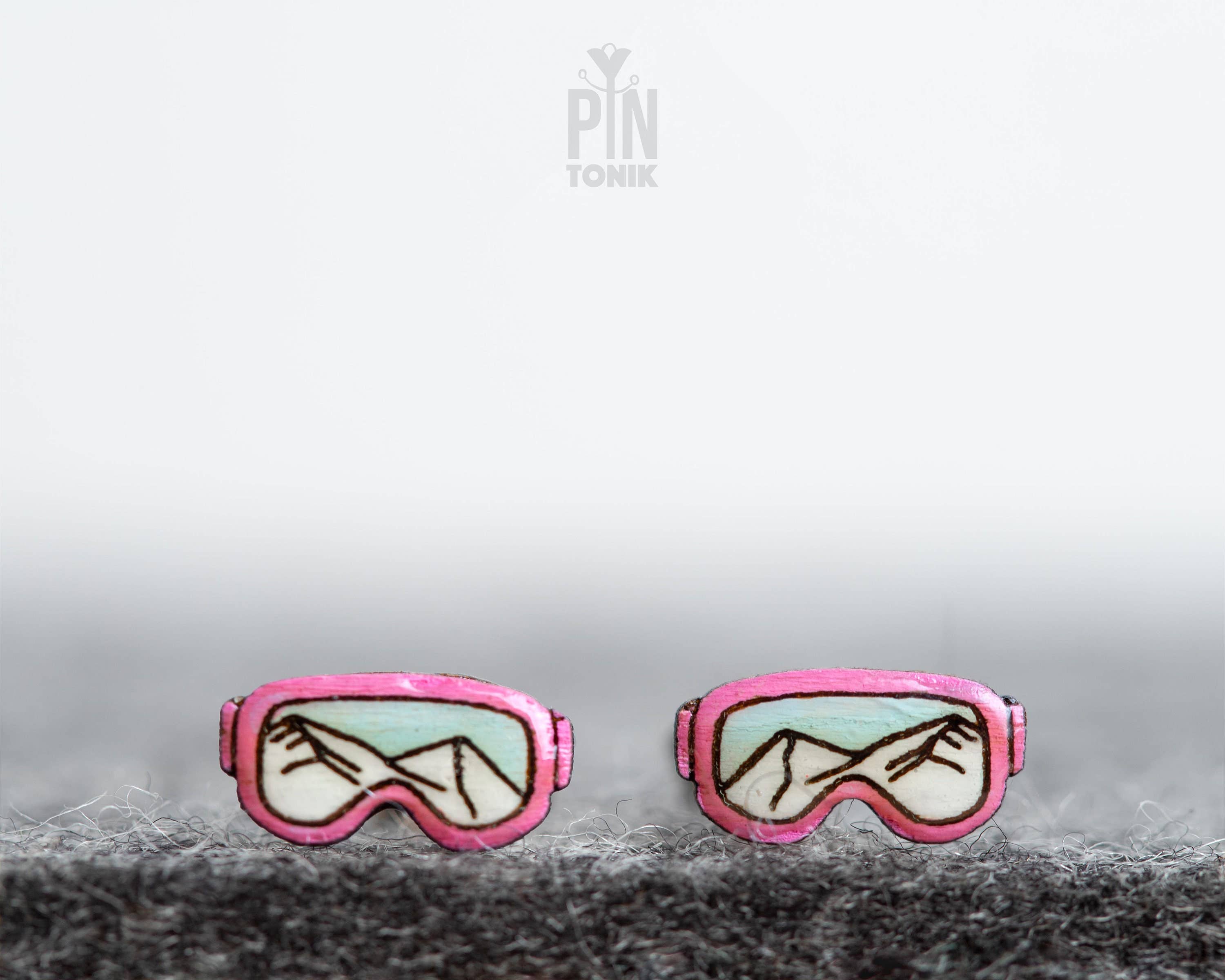 PinTonik – wholesale Stud/post earrings – Ski Goggle Apres Ski Stud Earrings and Snowboard Gifts5