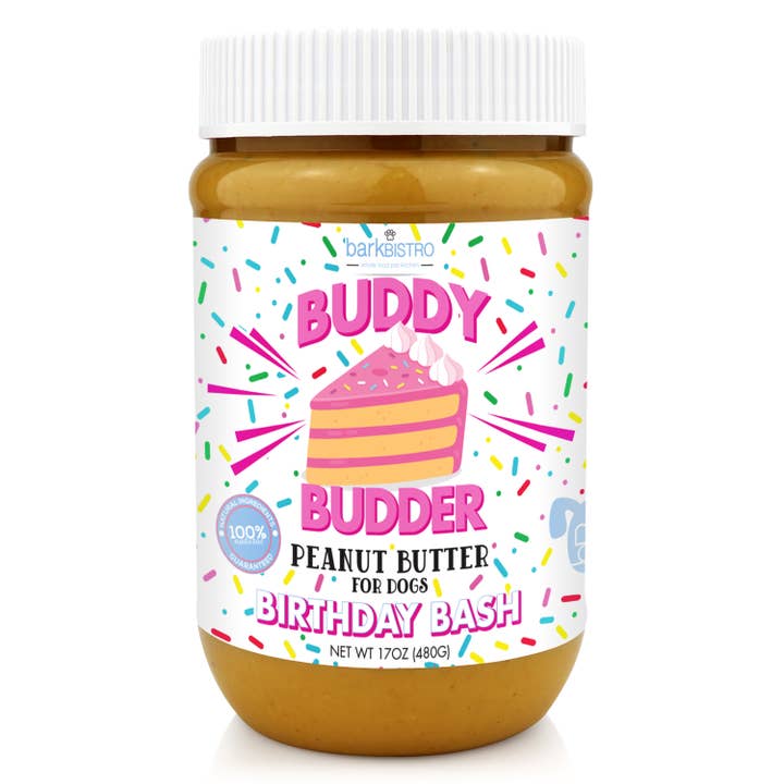 Dog Peanut Butter, Birthday Bash Buddy Budder for wholesale by Bark Bistro