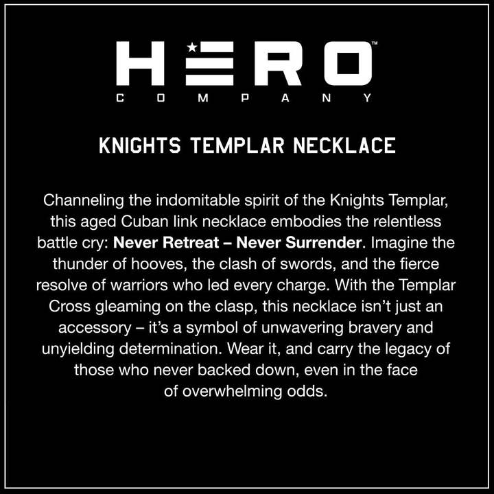The Hero Company - Wholesale Link & Chain Necklace - Knights Templar Cuban Link Necklace: Helps Pair Veterans With A Service Dog Or Shelter Dog -Faire4