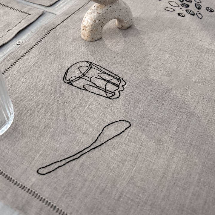 À bientôt - Vendita all'ingrosso Tovagliette - Tovaglietta in lino biologico Petit Dej nera14