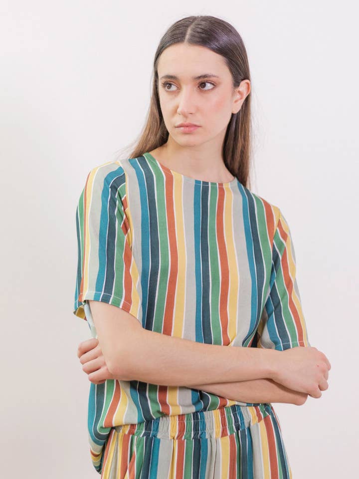 Stribet mønstret bluse for engroshandel hos PAN Producto Básico