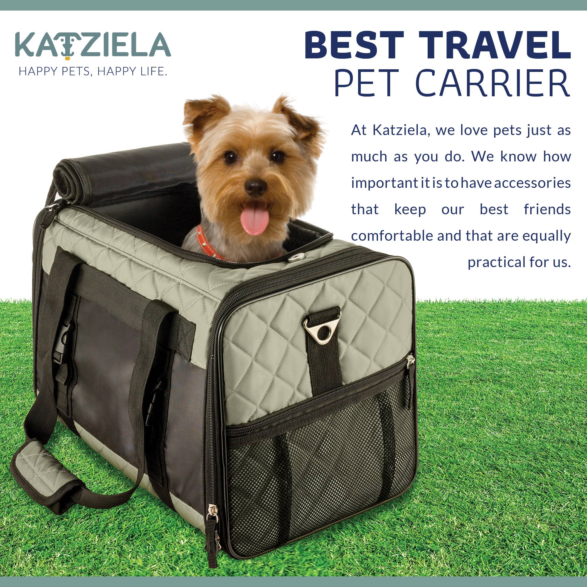 Katziela - Wholesale Pet Carrier - Cat/Dog - Airline Approved Quilited Companion Cat & Dog Carrier Gray7
