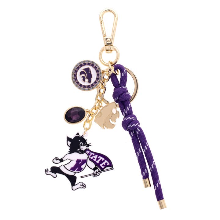 Canvas Style - Wholesale Keychain - Women's - Kansas State Wildcats Cluster Bag Charm in Purple