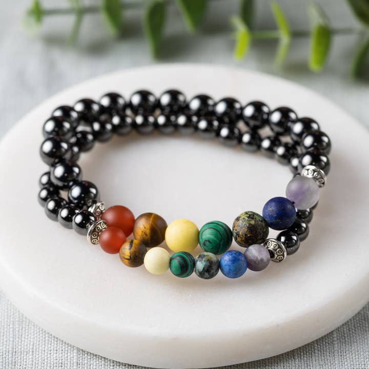 Adults | Rainbow Gemstones + High Power Magnetic Bracelet for wholesale by R.B. Amber Jewelry