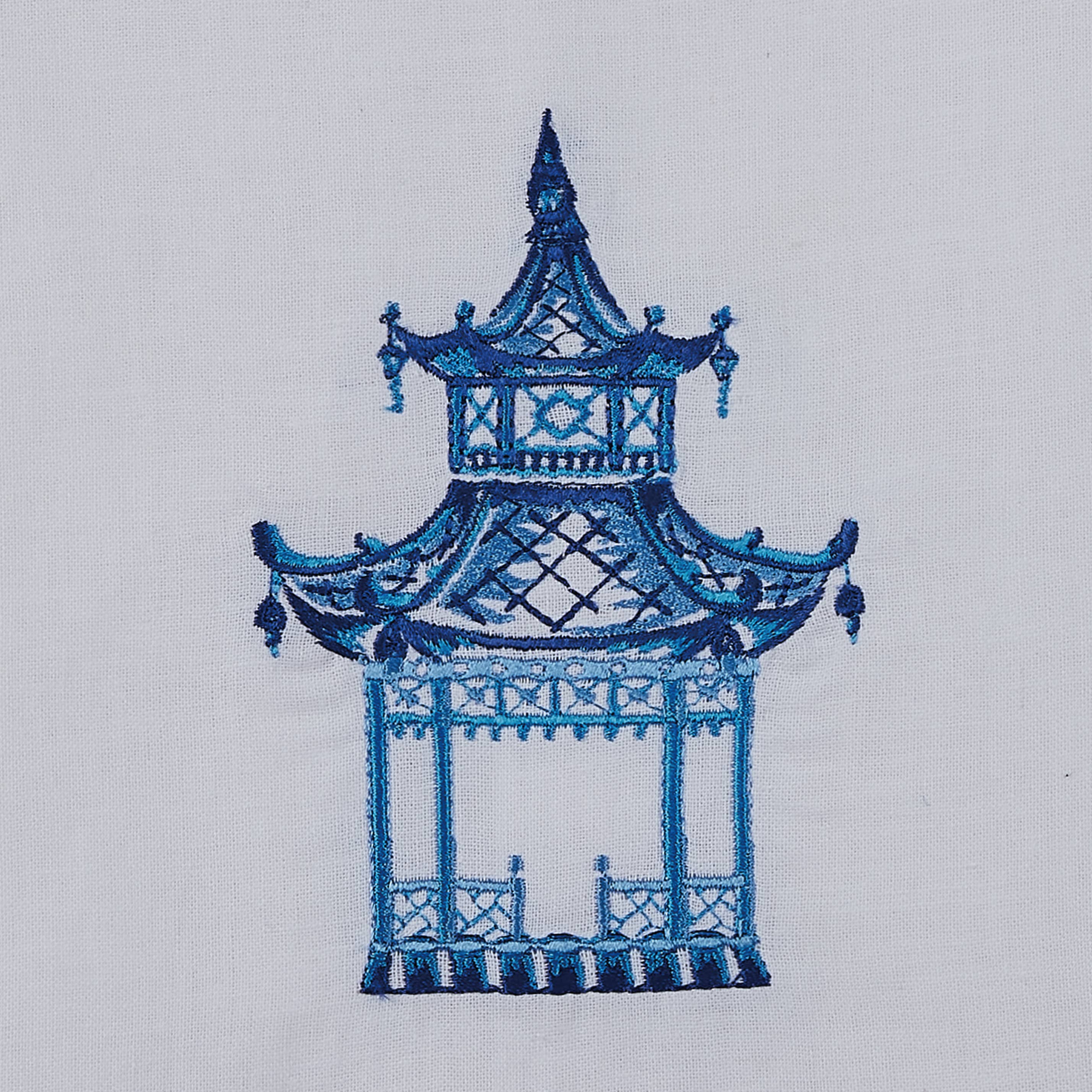 Peking Handicraft - Wholesale Tea Towel - Chinoiseries Pagoda Embroidered Guest Towel1