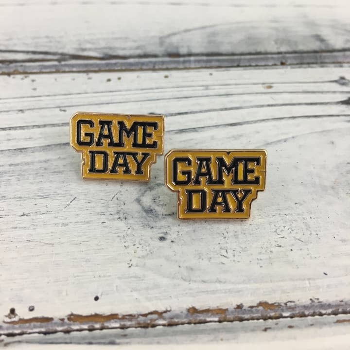 Orecchini post per il giorno della partita nero e oro per la vendita all'ingrosso da parte di SongLily