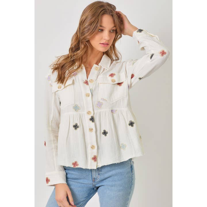 Wholesale 61004 Washed Peplum Jacket for your store - Faire Wholesale 61004 Washed Peplum Jacket for your store - Faire